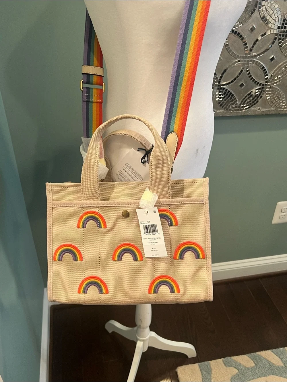 NWT Coach Rainbow Canvas Cargo Tote 26 - Picture 4 of 10